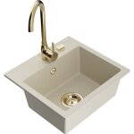 Milo vier en granit  1 cuve avec robinet mlangeur telma, beige - 6505 - 69 - 670200 - 50 - mexen