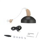Mini appareil auditif rechargeable de type oreillette, amplificateur de son avec base de recharge