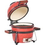 Mini barbecue extrieur en cramique au charbon de bois avec couvercle et thermomtre grille de cuisson ...
