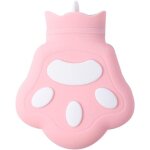 Mini bouillotte avec housse, bouillotte anti - douleur, chauffe - mains, motif patte d'ours rose, silicone ...