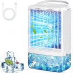 Mini climatiseur portable usb, ventilateur  glace, souffleur d'air froid, 2 ports de brumisation, 3 ...