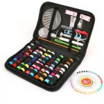 Mini kit de couture portable pour dbutants et voyages, avec tui de transport noir (noir, l)