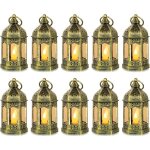 Mini lanternes led d'ext�rieur ? lot de 10 bougeoirs d�coratifs dor�s pour halloween, mariage, no�l, ...