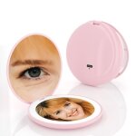 Mini miroir de maquillage grossissant 10x compact petit miroir rond double face lumi�res led portable ...