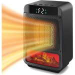 Mini po�le �lectrique d'int�rieur 1500 w avec flamme led 3d et protection de s�curit� (noir)