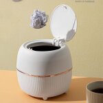 Mini poubelle de bureau cr�ative en plastique avec couvercle � bouton - petite poubelle de table pour ...