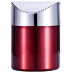 Mini poubelle table inox 2, 6 l couvercle basculant rouge bureau voiture
