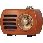 Mini radio fm bluetooth portable r�tro en bois, style vintage, aliment�e par batterie rechargeable, basses ...