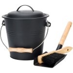 Mini seau � cendres avec couvercle, 4, 8 litres avec pelle et balai � main, en m�tal pour charbon et ...