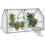 Mini serre de jardin avec 2 portes enroulables bache pe renforcee 135g / m2 180x90x90cm blanc