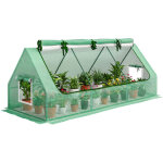 Mini serre de jardin - outsunny - 3 fen�tres en filet enroulables, toit pointu - acier et pe 140 g / ...