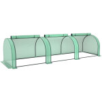 Mini serre de jardin tunnel - outsunny - 3, 5 x 1 x 0, 8 m - acier pe haute densit� 140 g / m� - 3 portes ...