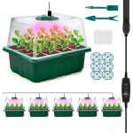 Mini serre pour semis avec lumi�re de croissance, 6 pi�ces bac � semis avec contr�leur de minuterie luminosit� ...