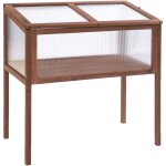 Mini serre surélevé pour jardin 90x50x93cm pour balcon et jardin, en bois de sapin et plaque pc Mini serre surélevé pour jardin 90x50x93cm pour balcon et jardin, en bois de sapin et plaque pc
