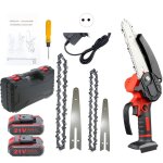 Mini trononneuse  batterie 6 pouces 500w, petite tronconneuse thermique coupe branche electrique scie ...