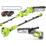 Mini tronconneuse a batterie & elagueuse sur perche 8 pouces, dual 4000 mah, port�e maximale 4, 8 m�tres, ...