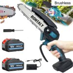 Mini tron�onneuse �lectrique sans fil de 6 pouces, sans balais, scie � une main, coupe - bois, pour jardin, ...