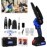Mini tron�onneuse sans fil 6 pouces, petites tron�onneuses �lectriques, scies � cha�ne � piles � main ...