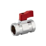 Mini - vanne laiton nickel femelle / femelle 1 / 2' (15 / 21) - pn16 - manette rouge arcanaute