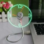 Mini ventilateur d'horloge usb, col de cygne flexible horloge led ventilateur usb affichage de l'heure ...