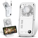 Mini ventilateur portable 5 en 1 pliable, tour de cou, de bureau, batterie externe 3 000 mah, support ...