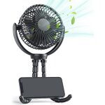 Mini ventilateur usb noir avec tr�pied 3 vitesses, 5000mah, rotation 360� pour une utilisation pratique ...