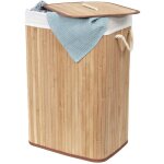 Minkurow panier en bambou avec sac à linge sale détachable en tissu, bac rangement déco, ambiance spa, ... Minkurow panier en bambou avec sac à linge sale détachable en tissu, bac rangement déco, ambiance spa, ...