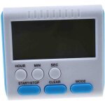 Minuteur de cuisine 24 heures avec r�veil num�rique, alarme puissante et grand �cran (bleu)