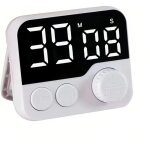 Minuteur de cuisine numrique avec grand cran led, bouton rotatif, design magntique, synchronisation ...