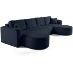 Bestmobilier - miro - canap� panoramique en u 7 places - convertible avec coffre - en velours textur� ...