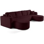 Bestmobilier - miro - canap� panoramique en u 7 places - convertible avec coffre - en velours textur� ...