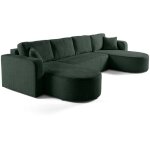 Bestmobilier - miro - canap� panoramique en u 7 places - convertible avec coffre - en velours textur� ...