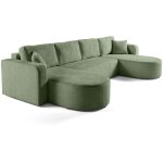 Bestmobilier - miro - canap panoramique en u 7 places - convertible avec coffre - en velours textur ...