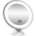Miroir cosmtique grossissant x 10, clairage led, pivotant  360, miroir de rasage avec ventouse, pour ...