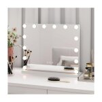 Miroir de courtoisie hollywood led avec 3 modes d'eclairage de couleur & miroir grossissant d�tachable ...