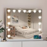 Puluomis - miroir de courtoisie hollywood led en forme de c?ur 58 x 46 cm, 15 ampoules, montage mural, ...