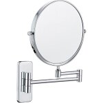 Miroir de courtoisie mural avec grossissement x5, extension pivotante � 360�, chrom�, diam�tre 20 cm