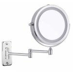Miroir de courtoisie mural lumineux led double face loupe 10x 360� rotatif r�tractable chrome 7 pouces ...