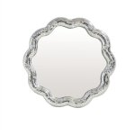 Miroir disco forme ondul�e avec facettes coloris argent
