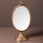 Miroir dor  poser petit oiseau 12x8x25cm