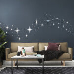 Miroir etoile, 82pcs 3d stickers muraux etoile argent amovible miroir mural autocollant enfant acrylique ...