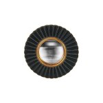 Miroir fleur convexe noir et dor� 20cm