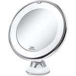 Miroir grossissant 10x lumineux led avec forte ventouse, batterie - miroir maquillage avec lumi�re natur ...