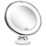 Miroir grossissant 10x lumineux led avec forte ventouse batterie - miroir maquillage avec lumi�re natur ...