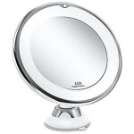 Miroir grossissant 10x lumineux led avec forte ventouse, batterie - miroir maquillage avec lumi�re natur ...