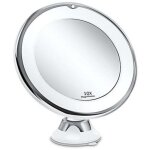 Miroir grossissant 10x - lumineux led avec forte ventouse - batterie - miroir maquillage avec lumi�re ...