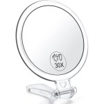 Miroir grossissant 30x, miroir de voyage - miroir � main double face avec grossissement 1x 30x et poign�e ...