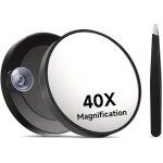 Miroir grossissant 40x de 8, 8 cm avec ventouses et pinces, pour maquillage pr�cis et �pilation des sourcils ...