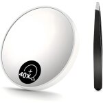 Miroir grossissant 40x avec ventouse et pincette miroir de maquillage professionnel pour un maquillage ...