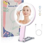 Miroir grossissant lumineux 20x / 1x avec 64led double face rechargeable mirroir maquilleur pliable miroir ...
